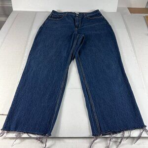 Abercrombie Fitch Jeans Womens 32x27* High Rise Loose Blue Raw Hem Denim Tag 31S